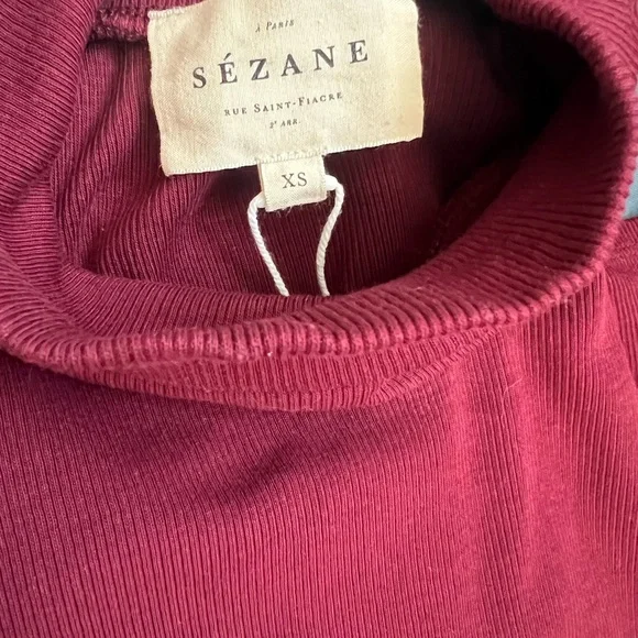 Sezane Felix turtleneck jumper burgundy size XS NWT - Picture 5 of 6